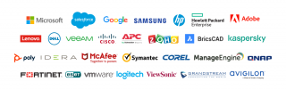 Microsoft Salesforce samsung hpe hpe adobe lenovo dell veeam cisco apc zoho kaspersky poly idera mcafeee symantec corel manageengine qnap fortinet eset vmware logitech viewsonic grandstream avigilon kaspersky